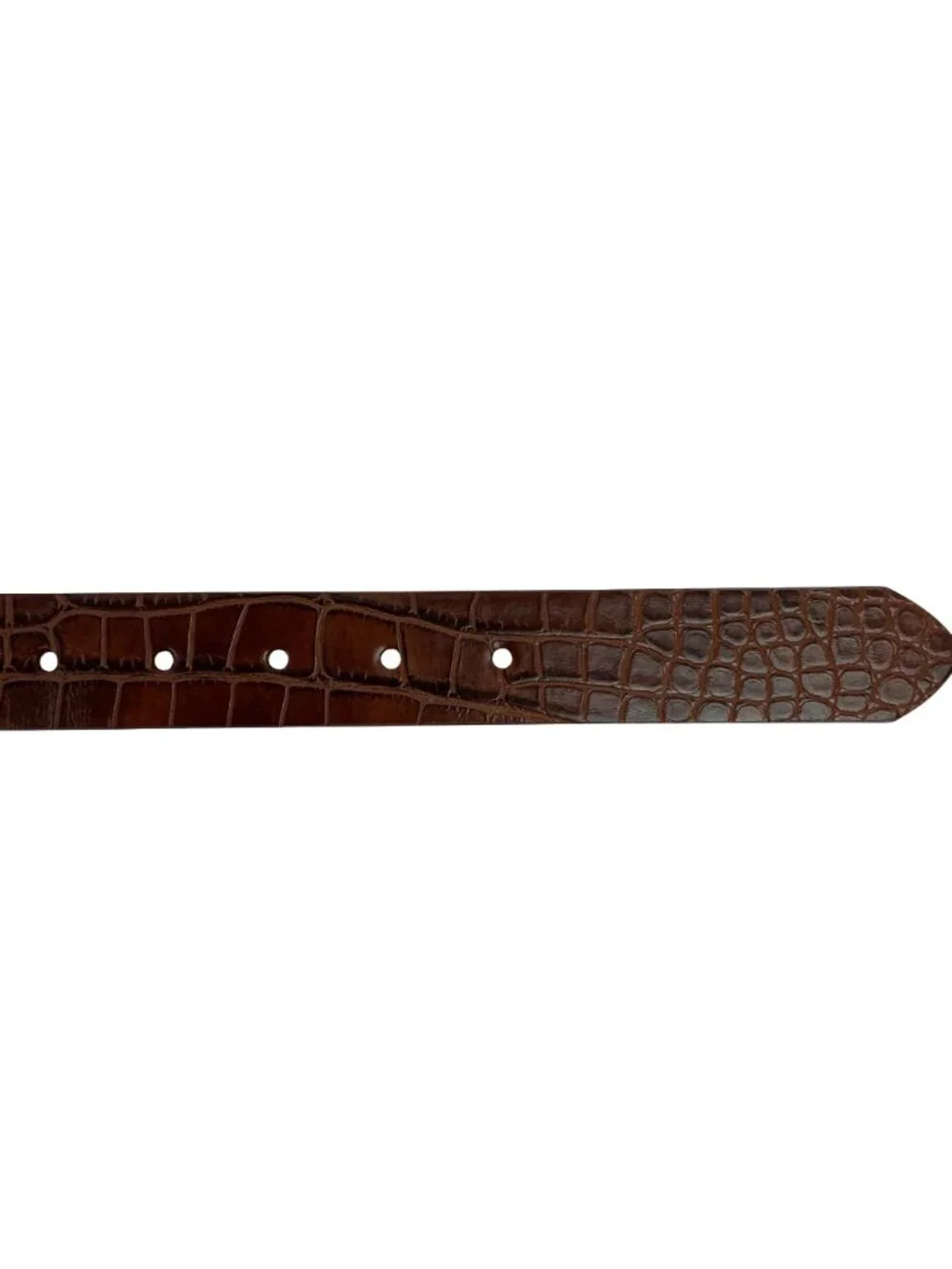 Randa Faux Croc Leather Belt With Gold & Silver Keeper Rings Women’s 32 Brown
